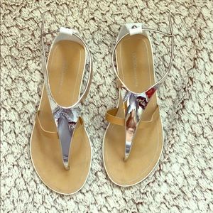 BCBG silver/nude flats